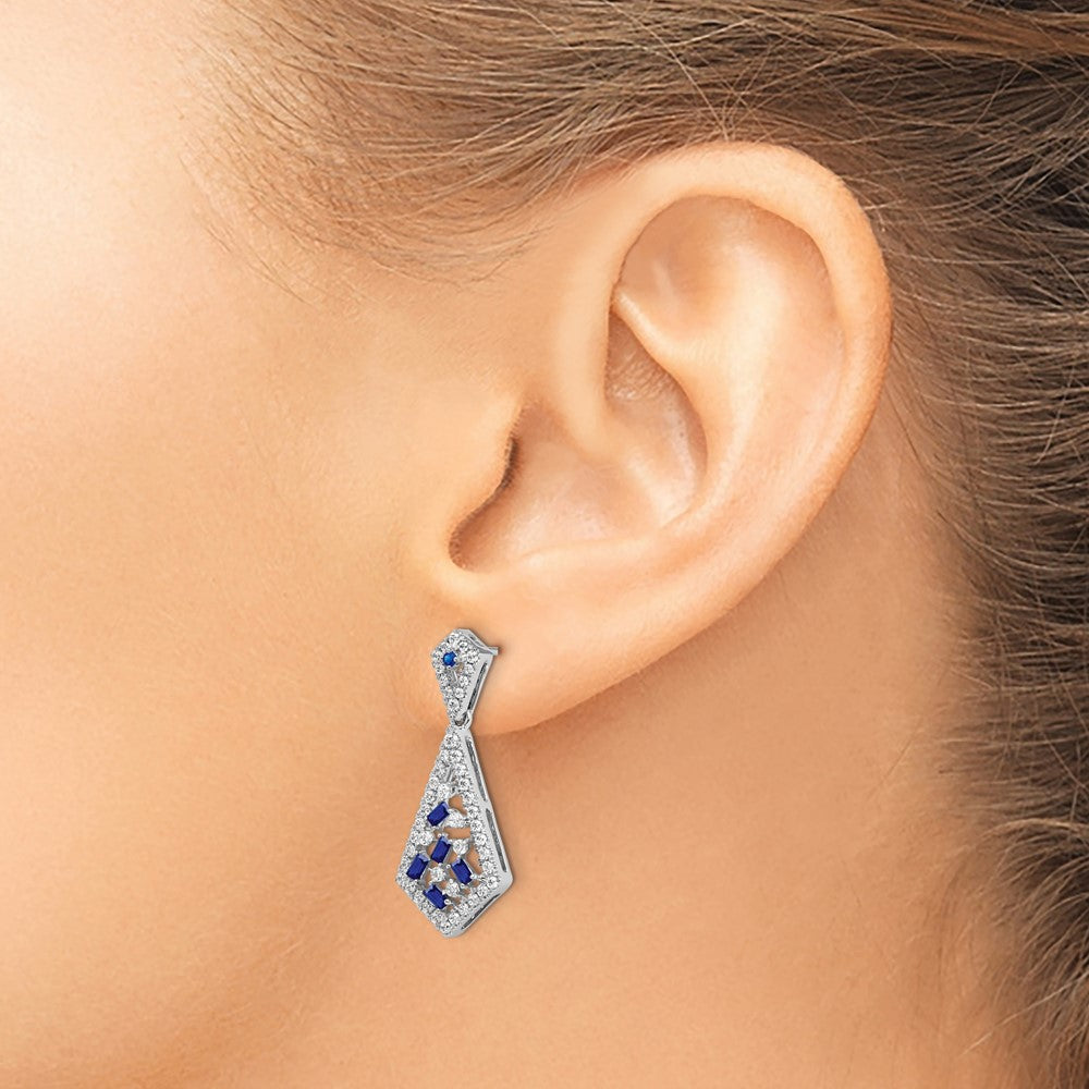 14k White Gold Sapphire and Real Diamond Earrings