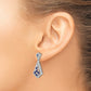 Solid 14k White Gold Simulated Sapphire and CZ Earrings