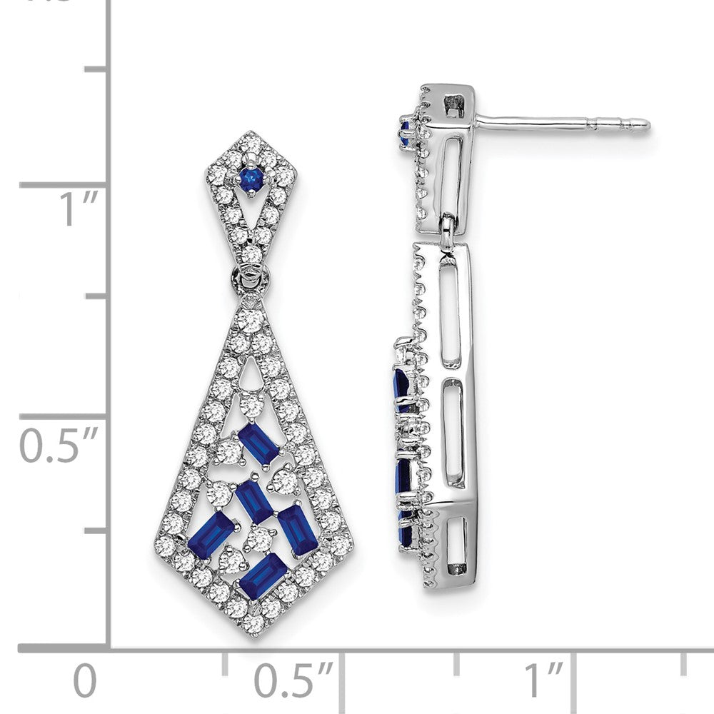 14k White Gold Sapphire and Real Diamond Earrings