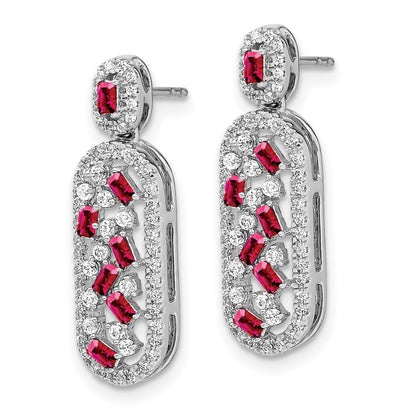 14k White Gold Ruby and Real Diamond Earrings