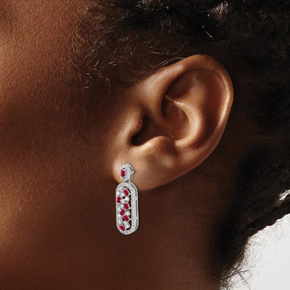 14k White Gold Ruby and Real Diamond Earrings