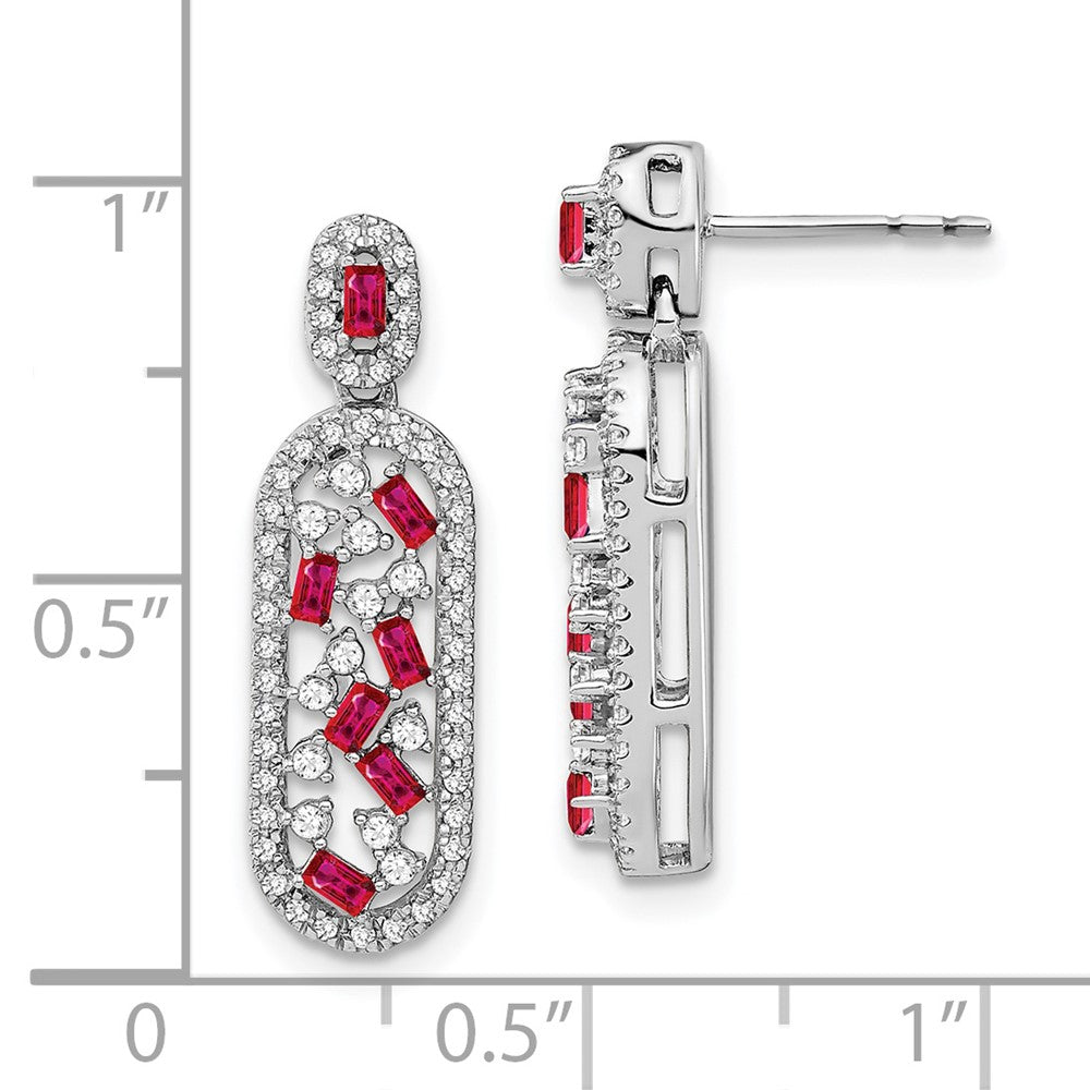 14k White Gold Ruby and Real Diamond Earrings