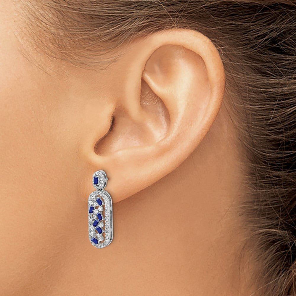 14k White Gold Sapphire and Real Diamond Earrings