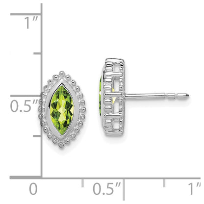 14k White Gold Marquise Peridot Post Earrings