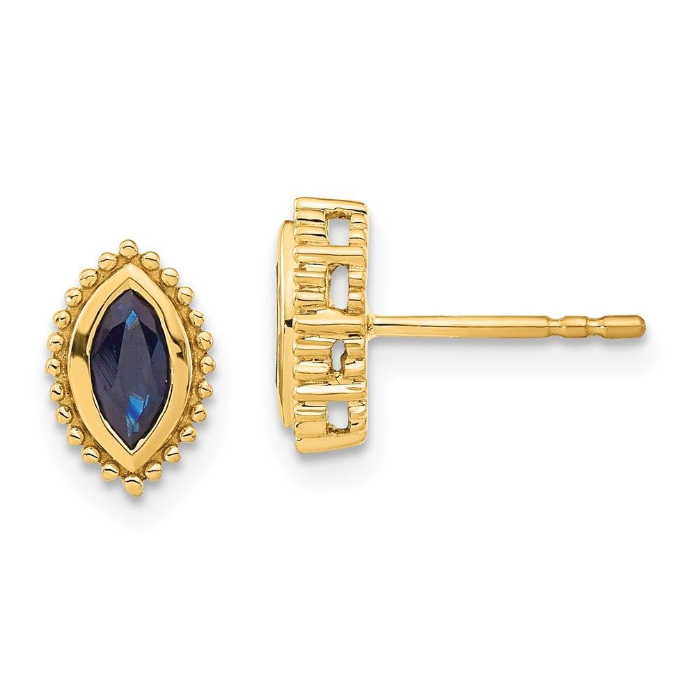 14k Yellow Gold Marquise Sapphire Post Earrings