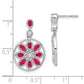 14k White Gold Ruby and Real Diamond Floral Dangle Earrings EM7205-RU-012-WA