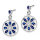 14k White Gold Sapphire and Real Diamond Floral Dangle Earrings EM7205-SA-012-WA