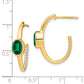14k Yellow Gold Oval Created Emerald and Real Diamond J-Hoop Earrings EM7214-EM-018-YA
