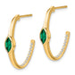 14k Yellow Gold Marquise Created Emerald and Real Diamond J-hoop Earrings EM7217-EM-018-YA