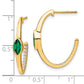 14k Yellow Gold Marquise Created Emerald and Real Diamond J-hoop Earrings EM7217-EM-018-YA