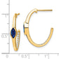 Solid 14k Yellow Gold Marquise Created Simulated Sapphire and CZ J-hoop Earrings