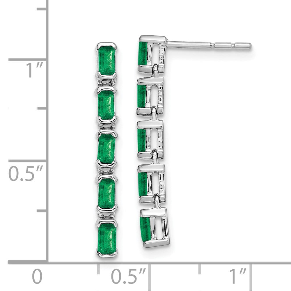 14k White Gold Emerald 5-stone Dangle Earrings