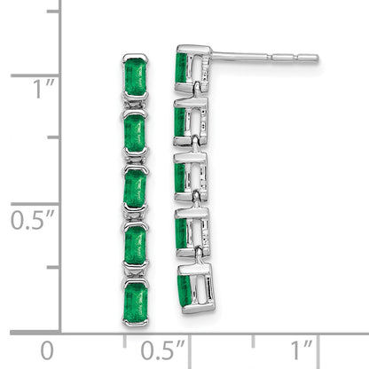 14k White Gold Emerald 5-stone Dangle Earrings