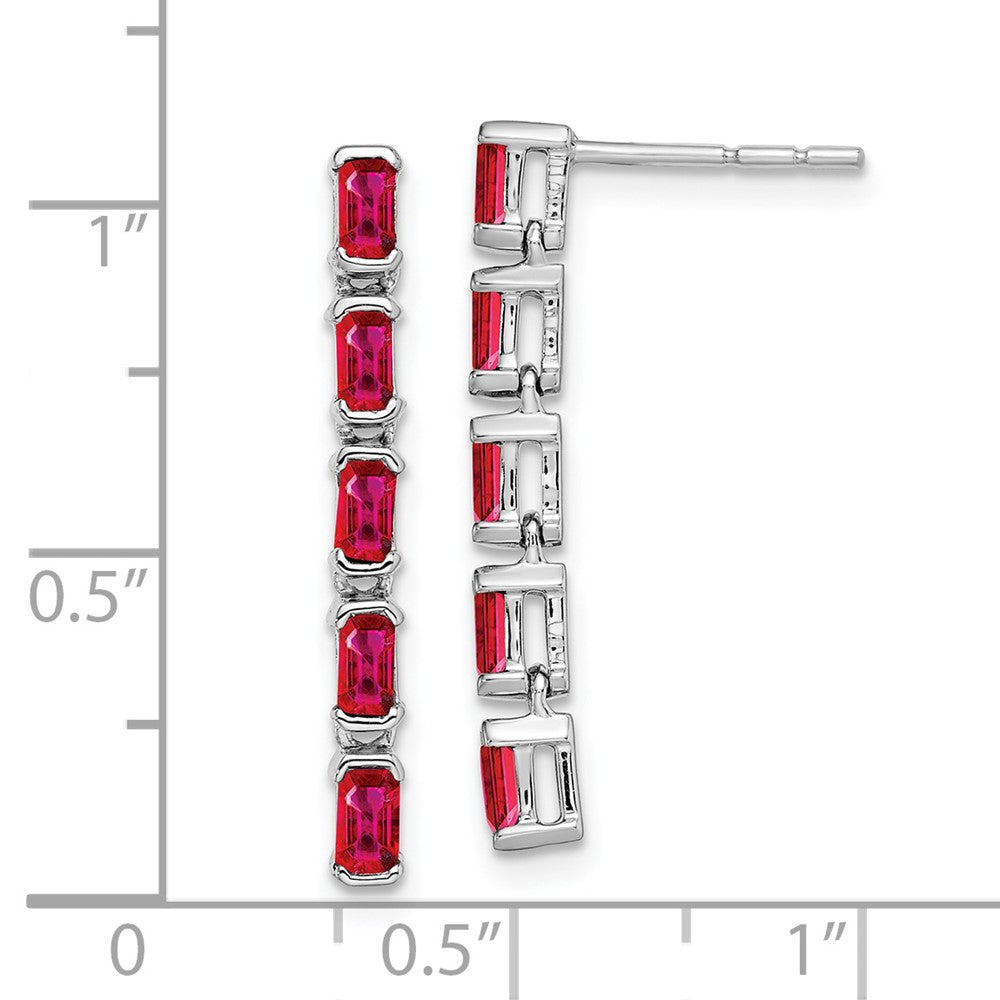 14k White Gold Ruby 5-stone Dangle Earrings