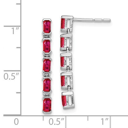 14k White Gold Ruby 5-stone Dangle Earrings