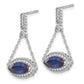 Solid 14k White Gold Marquise Created Simulated Sapphire and CZ Earrings