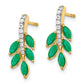 14k Yellow Gold Emerald and Real Diamond Leaf Earrings EM7249-EM-011-YA