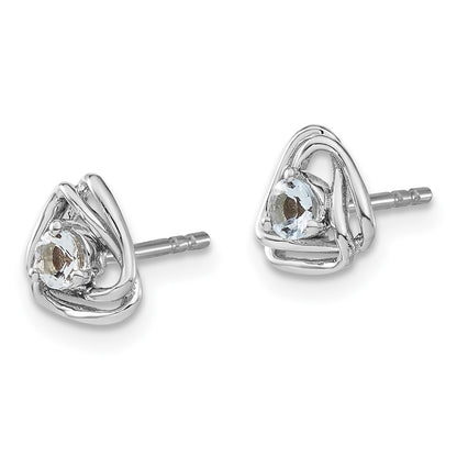 14k White Gold Aquamarine Post Earrings
