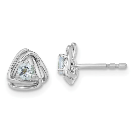 14k White Gold Aquamarine Post Earrings