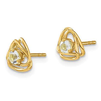14k Yellow Gold Aquamarine Post Earrings