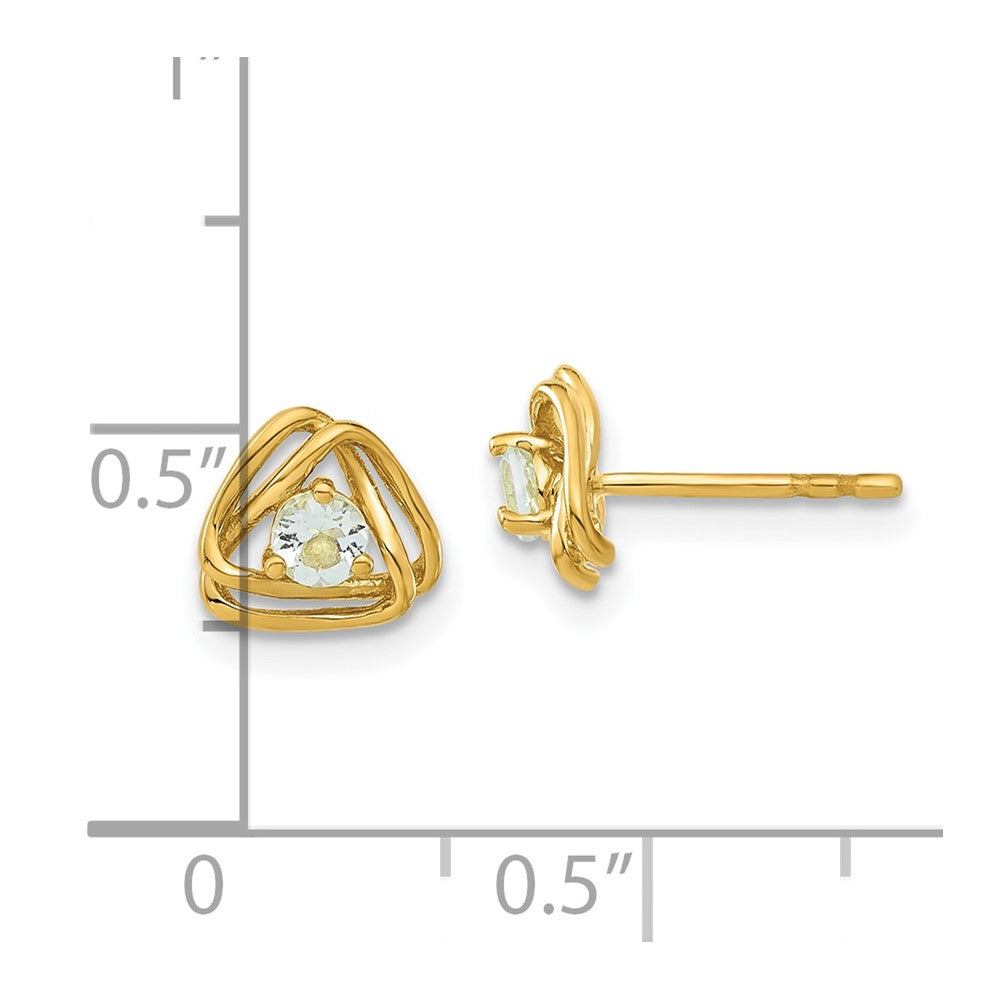 14k Yellow Gold Aquamarine Post Earrings