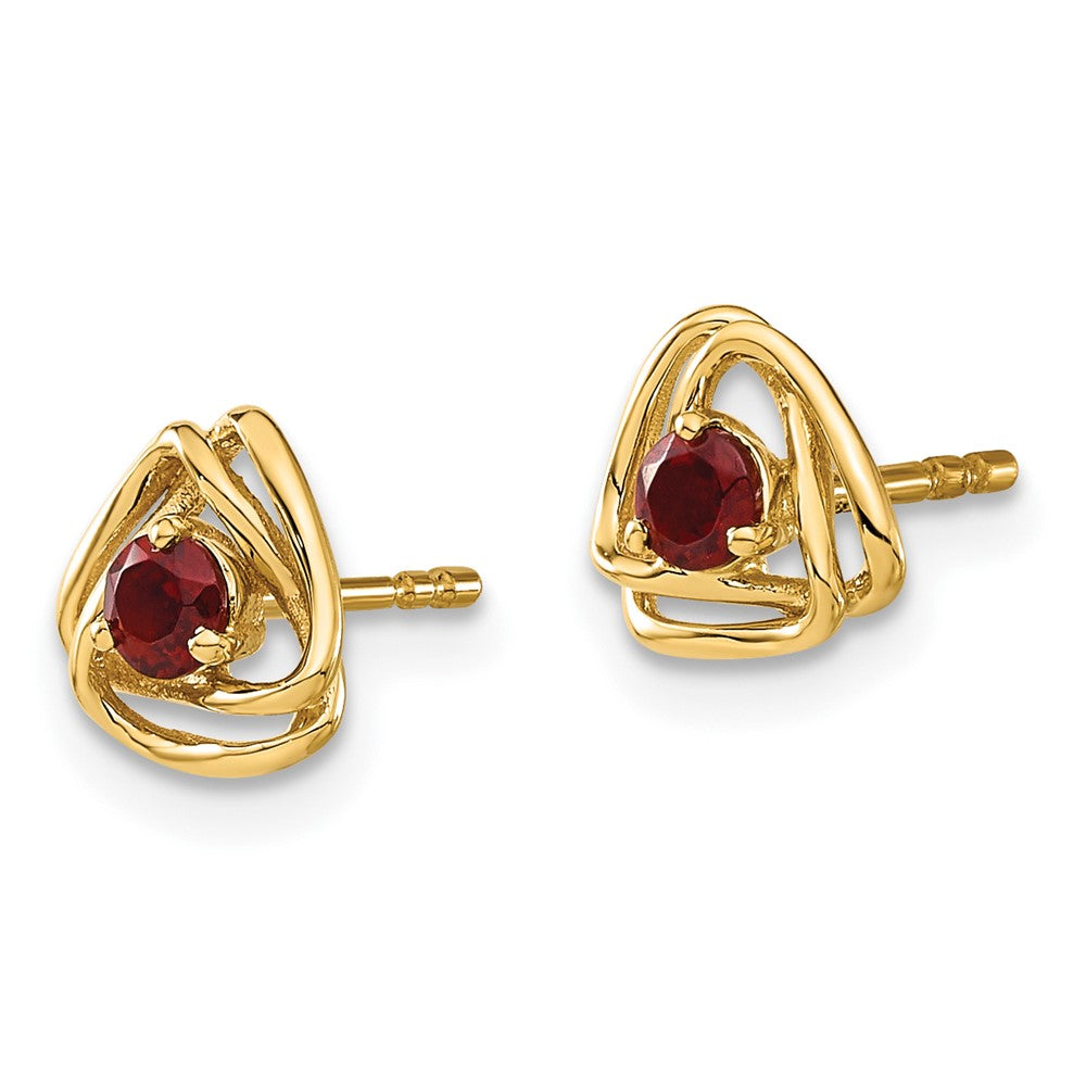 14k Yellow Gold Garnet Post Earrings