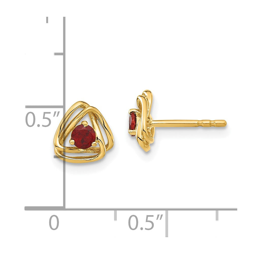 14k Yellow Gold Garnet Post Earrings