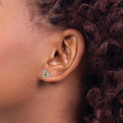 14k White Gold Peridot Post Earrings