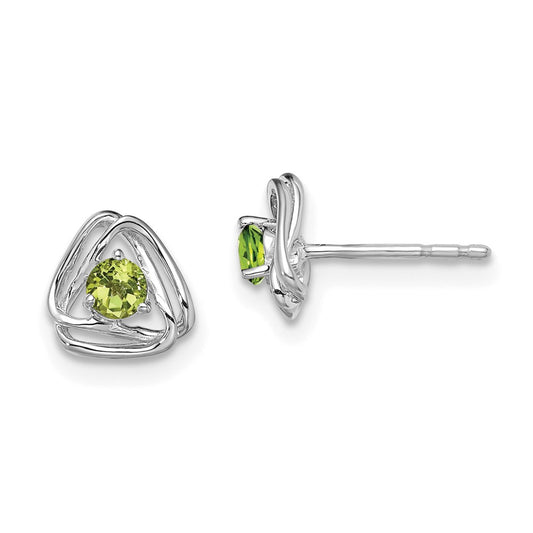 14k White Gold Peridot Post Earrings