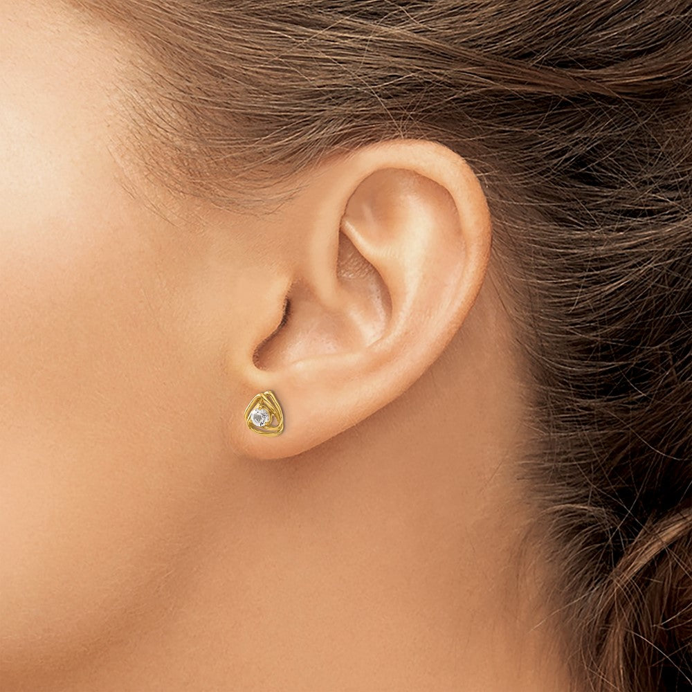 14k Yellow Gold White Topaz Post Earrings