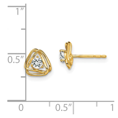 14k Yellow Gold White Topaz Post Earrings