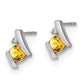 Sterling Silver Antique Cushion Citrine and Real Diamond Earrings