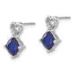 14k White Gold Created Sapphire and Real Diamond Heart Earrings