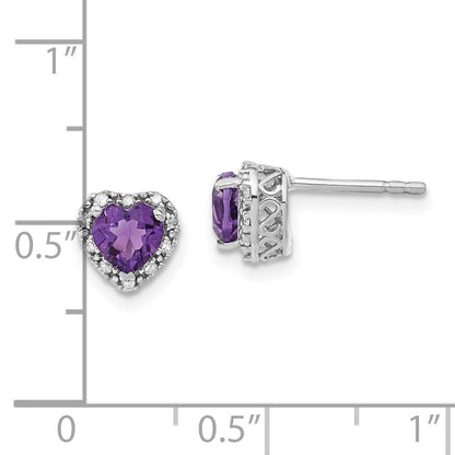 Sterling Silver Amethyst and Real Diamond Earrings