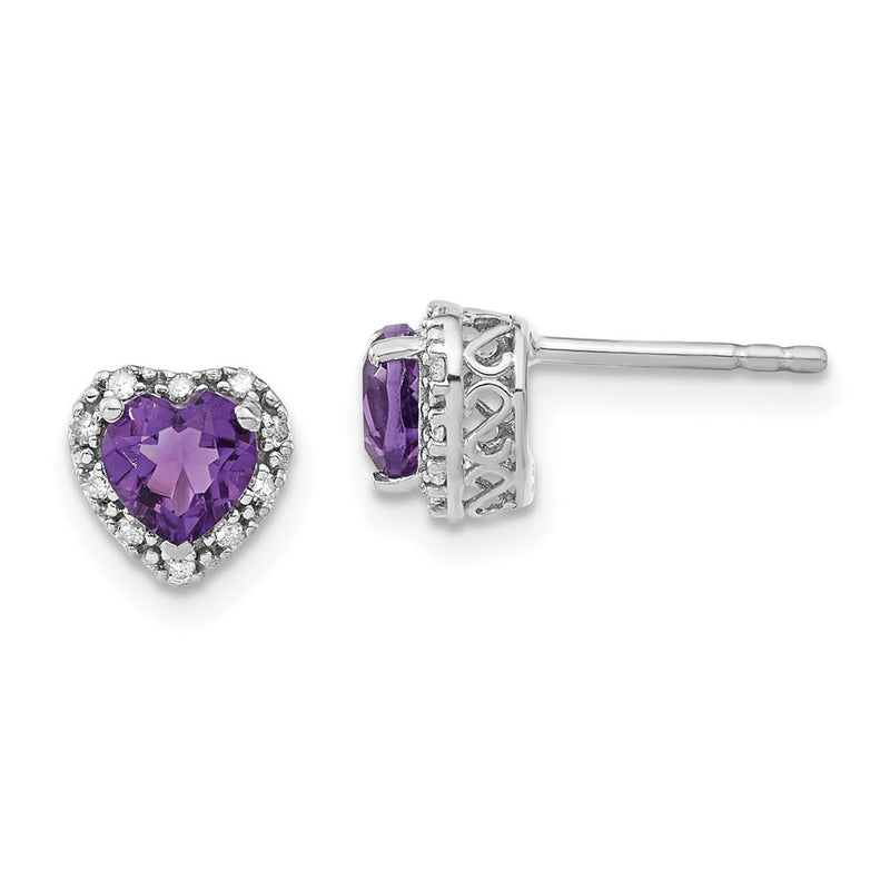 Sterling Silver Amethyst and Real Diamond Earrings