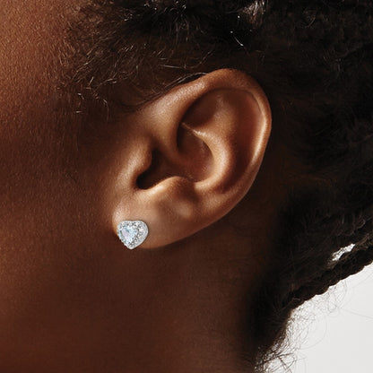 Sterling Silver Aquamarine and Real Diamond Earrings