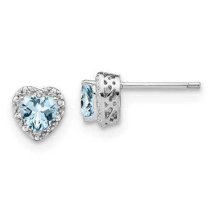 Sterling Silver Aquamarine and Real Diamond Earrings