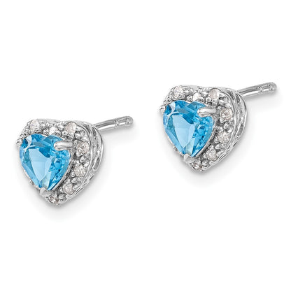 Sterling Silver Blue Topaz and Real Diamond Earrings