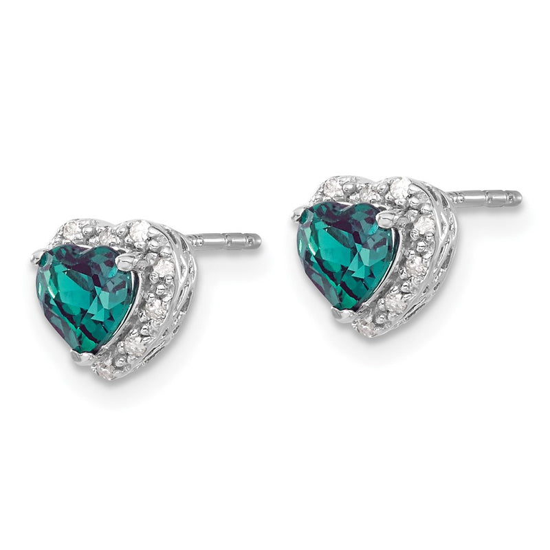 Sterling Silver Created Alexandrite and Real Diamond Earrings