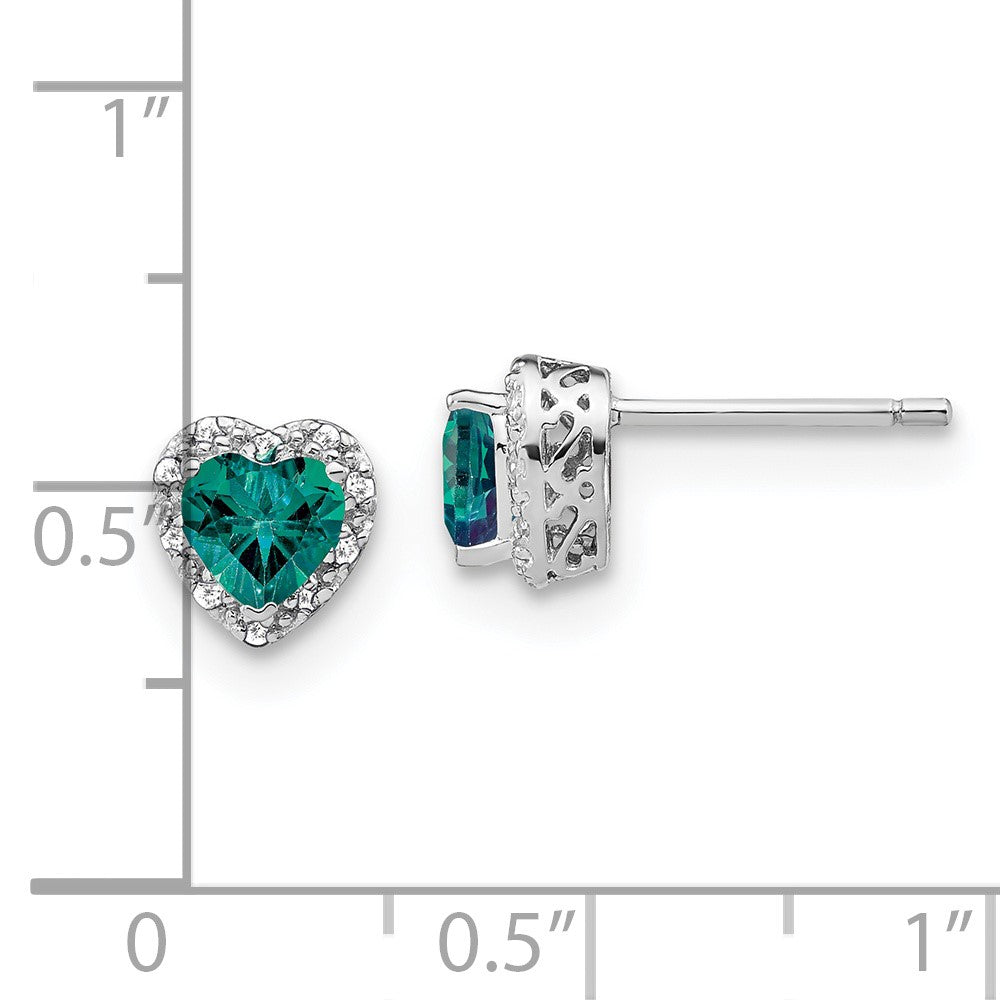 Sterling Silver Created Alexandrite and Real Diamond Earrings