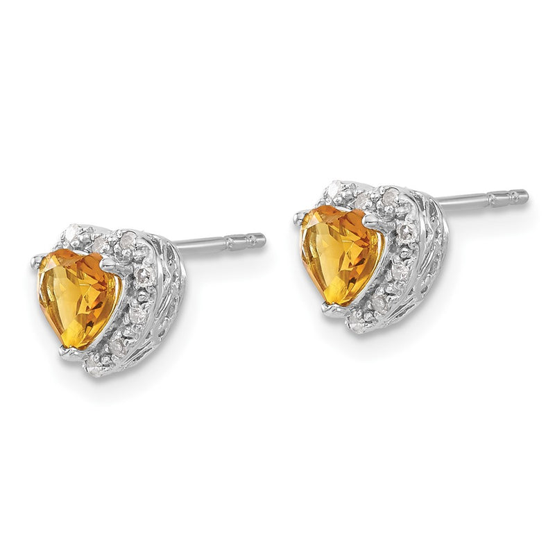 Sterling Silver Citrine and Real Diamond Earrings