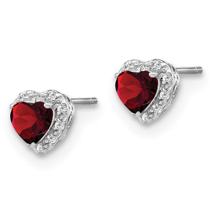 Sterling Silver Garnet and Real Diamond Earrings