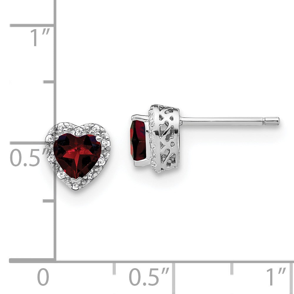 Sterling Silver Garnet and Real Diamond Earrings
