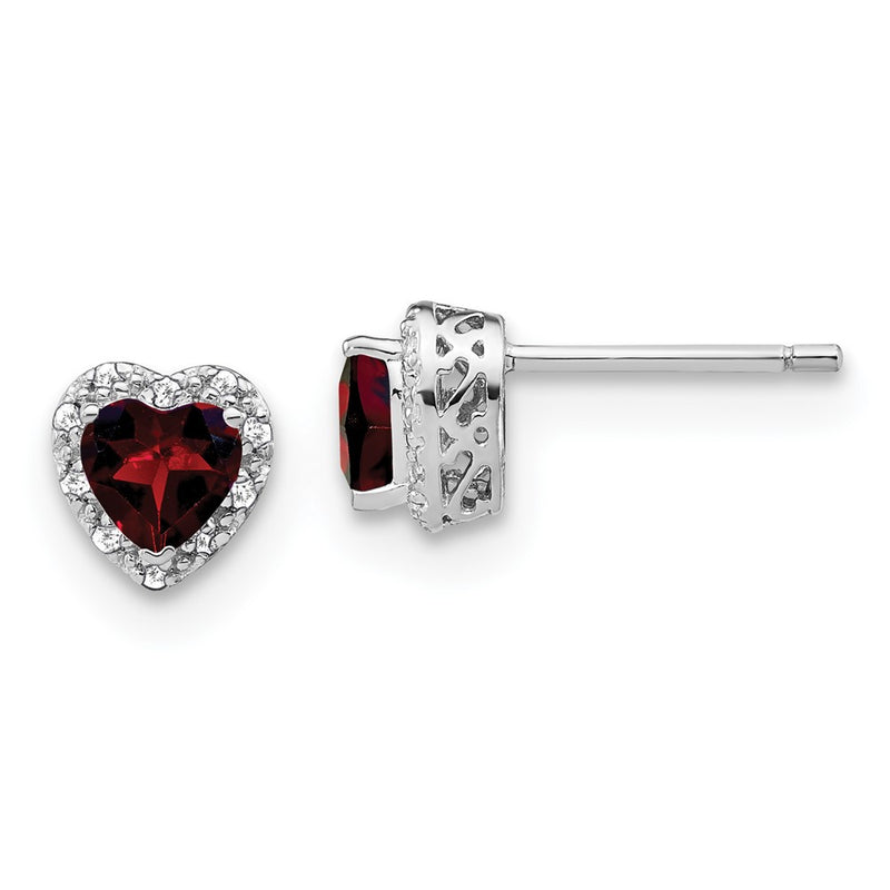 Sterling Silver Garnet and Real Diamond Earrings