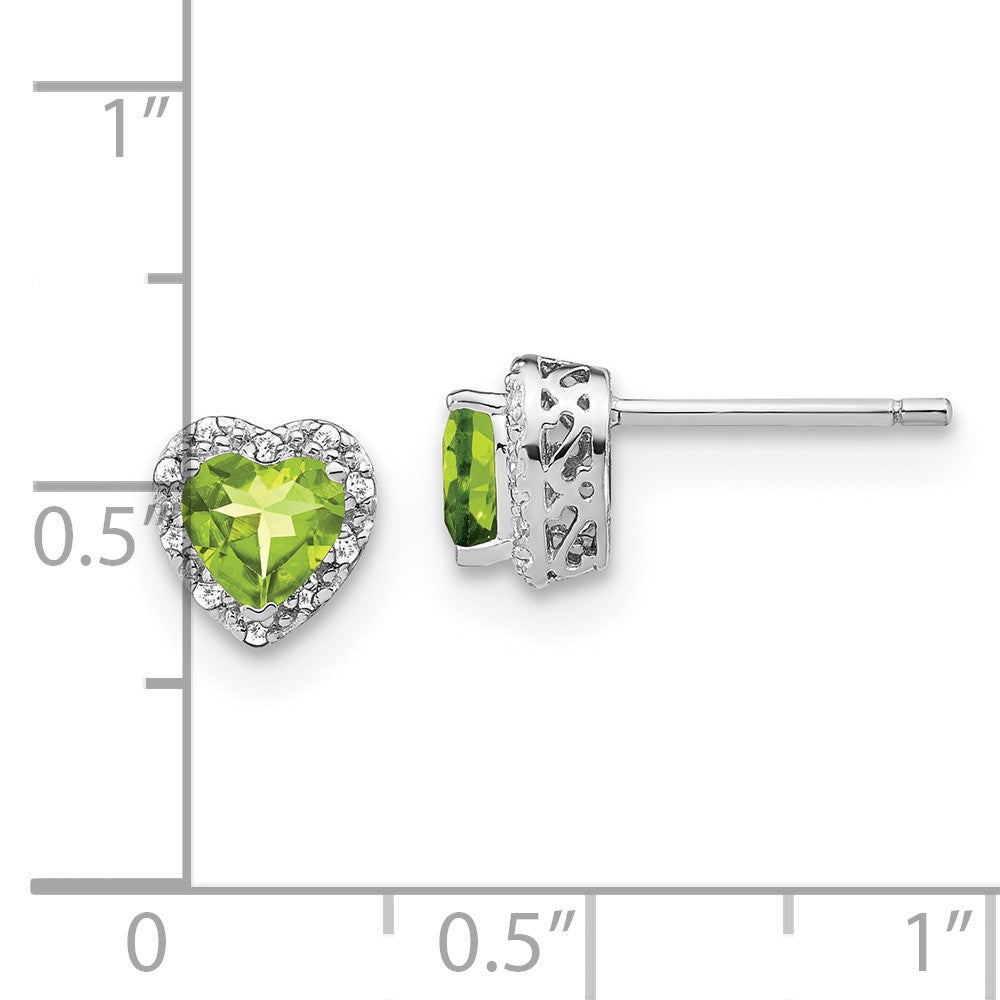 Sterling Silver Peridot and Real Diamond Earrings