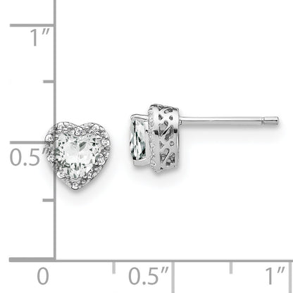 Sterling Silver White Topaz and Real Diamond Earrings