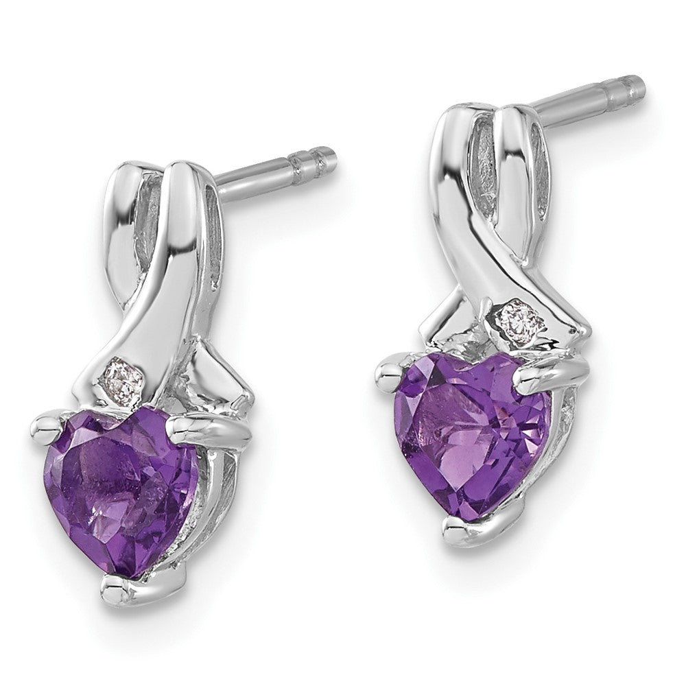 Sterling Silver Amethyst and Real Diamond Earrings