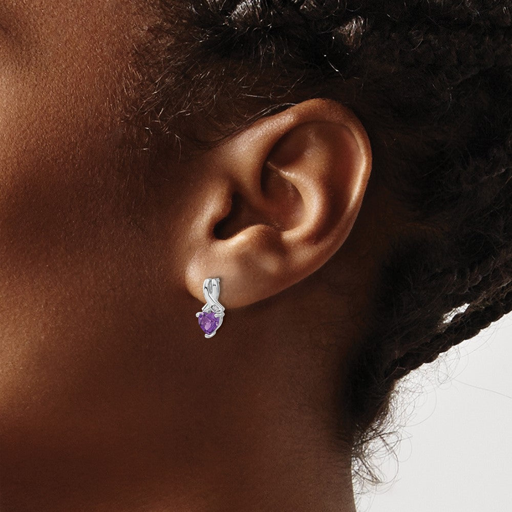 Sterling Silver Amethyst and Real Diamond Earrings