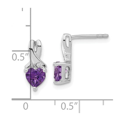 Sterling Silver Amethyst and Real Diamond Earrings