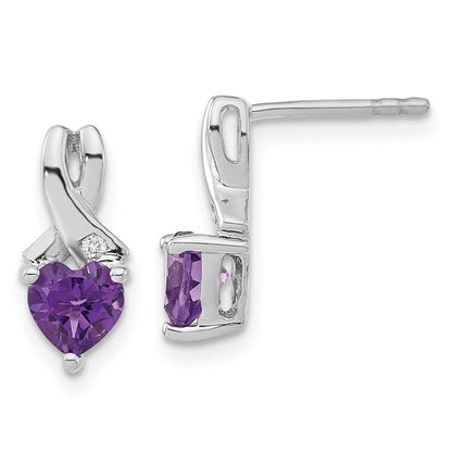 Sterling Silver Amethyst and Real Diamond Earrings